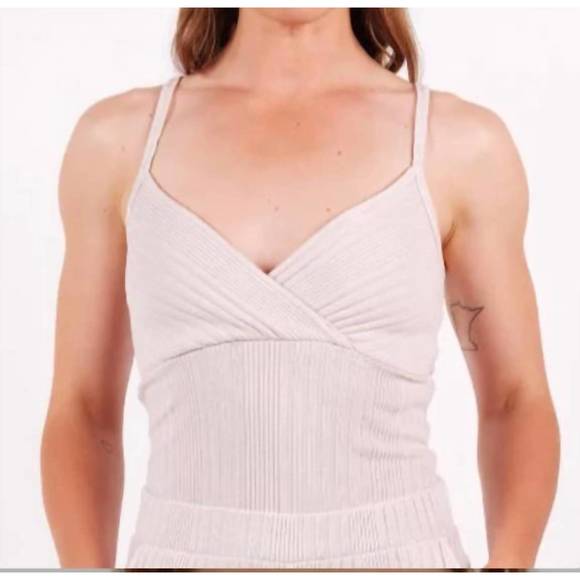 STATESIDE Tops - NEW STATESIDE oraginc variegated rib front overlap tank in stone